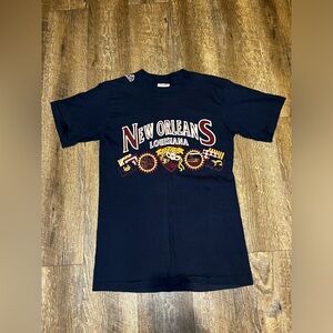 Vintage United Sports Louisiana New Orleans Puff Print T-Shirt‎ W Patch Size S